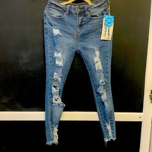 Dark blue high rise skinny jeans